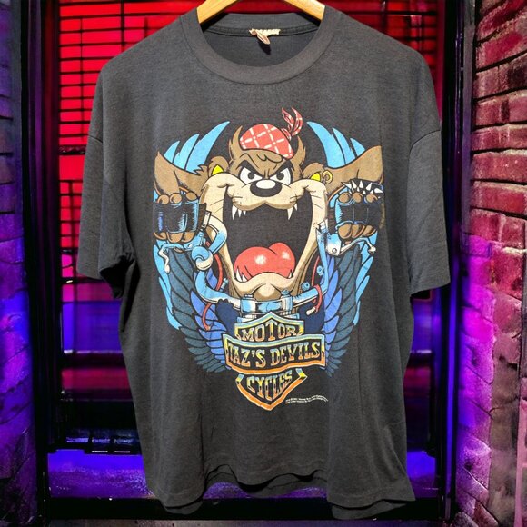 Tasmanian Devil x Harley Davidson Motorcyles Novel Teez 1991 - Picture 1 of 7
